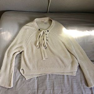 White knitted sweater
